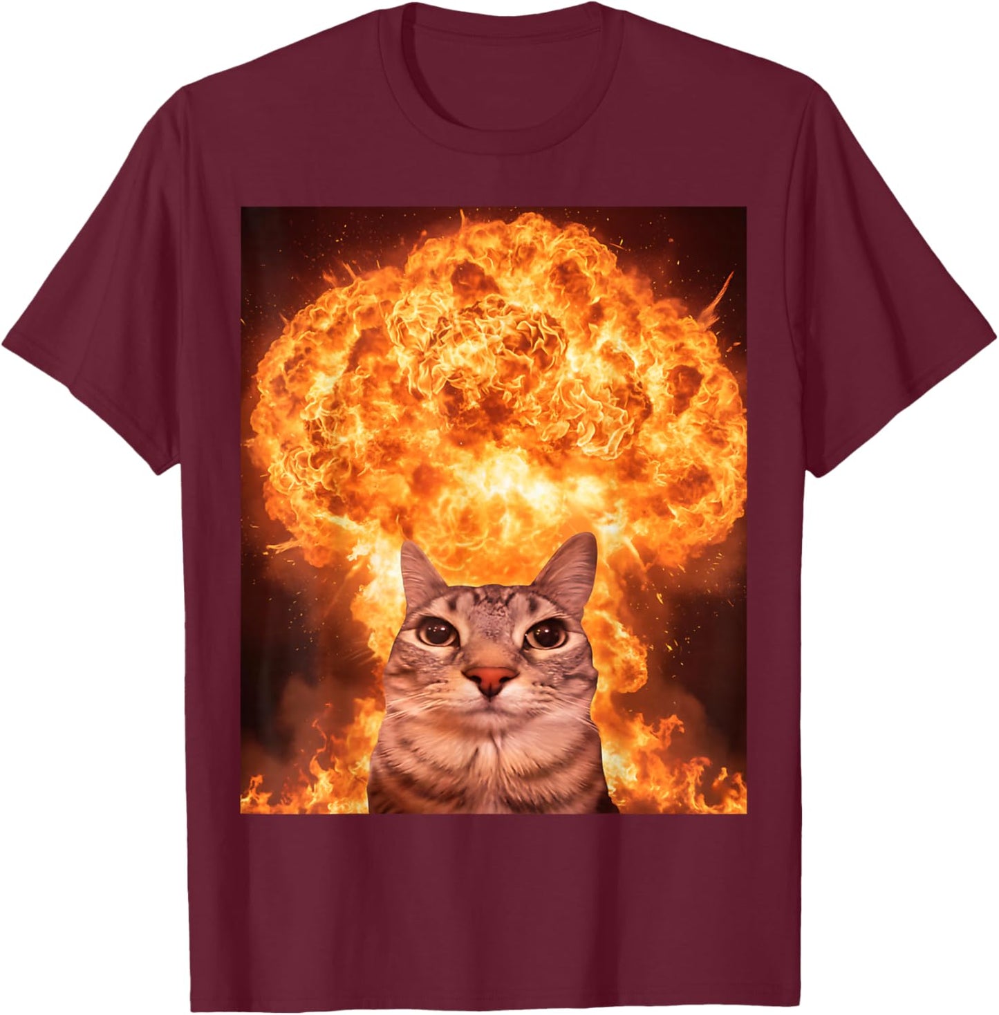 Funny Cat Meme Boys Girls Kids Women Men Teens Silly Graphic T-Shirt - T-Shirt | Maroon