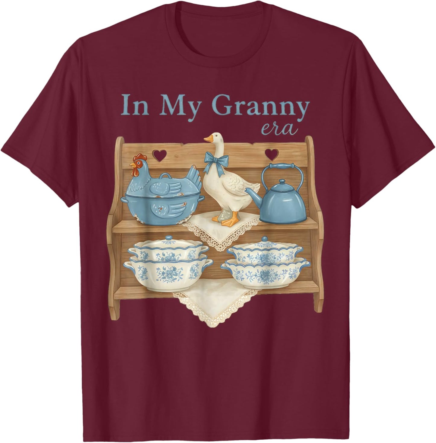 in My Granny Era, Grandma Core Graphic T-Shirt - T-Shirt | Maroon