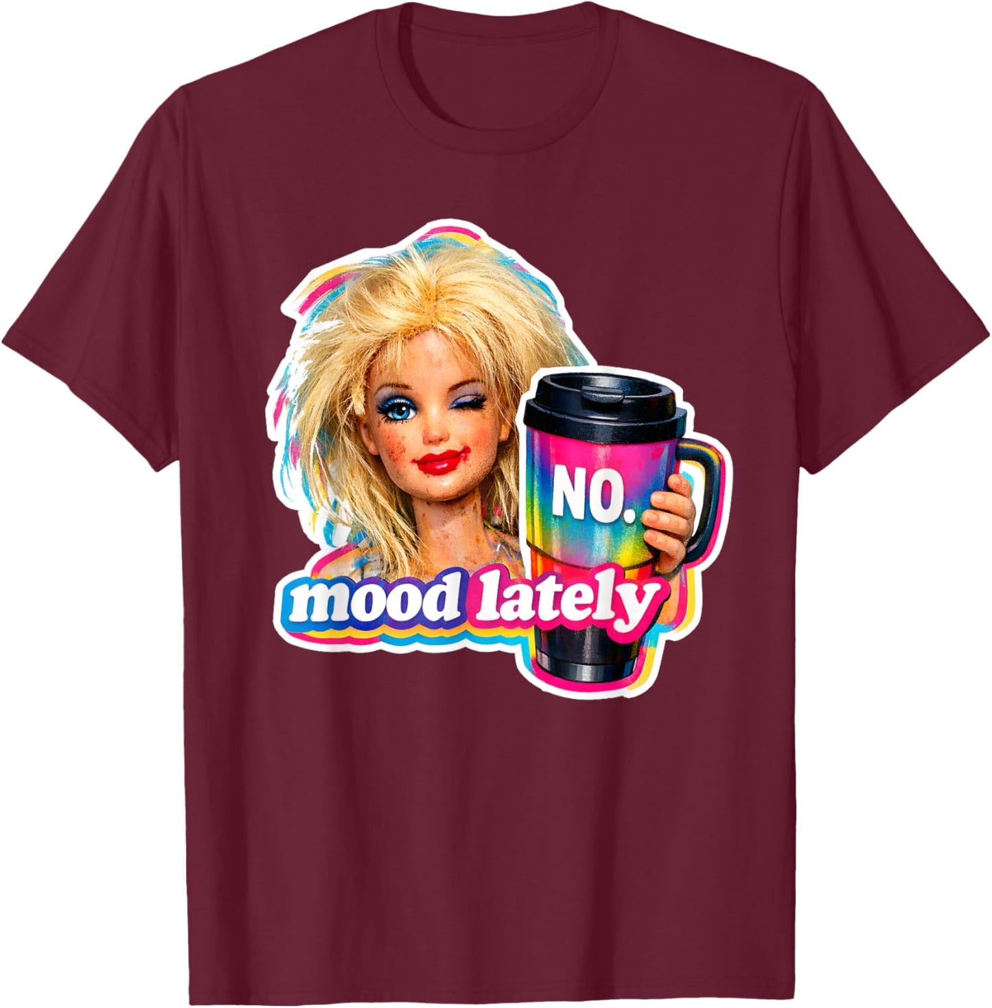 Retro Doll Face Meme Dolls Plastic Digusting Doll Face Meme T-Shirt - T-Shirt | Maroon