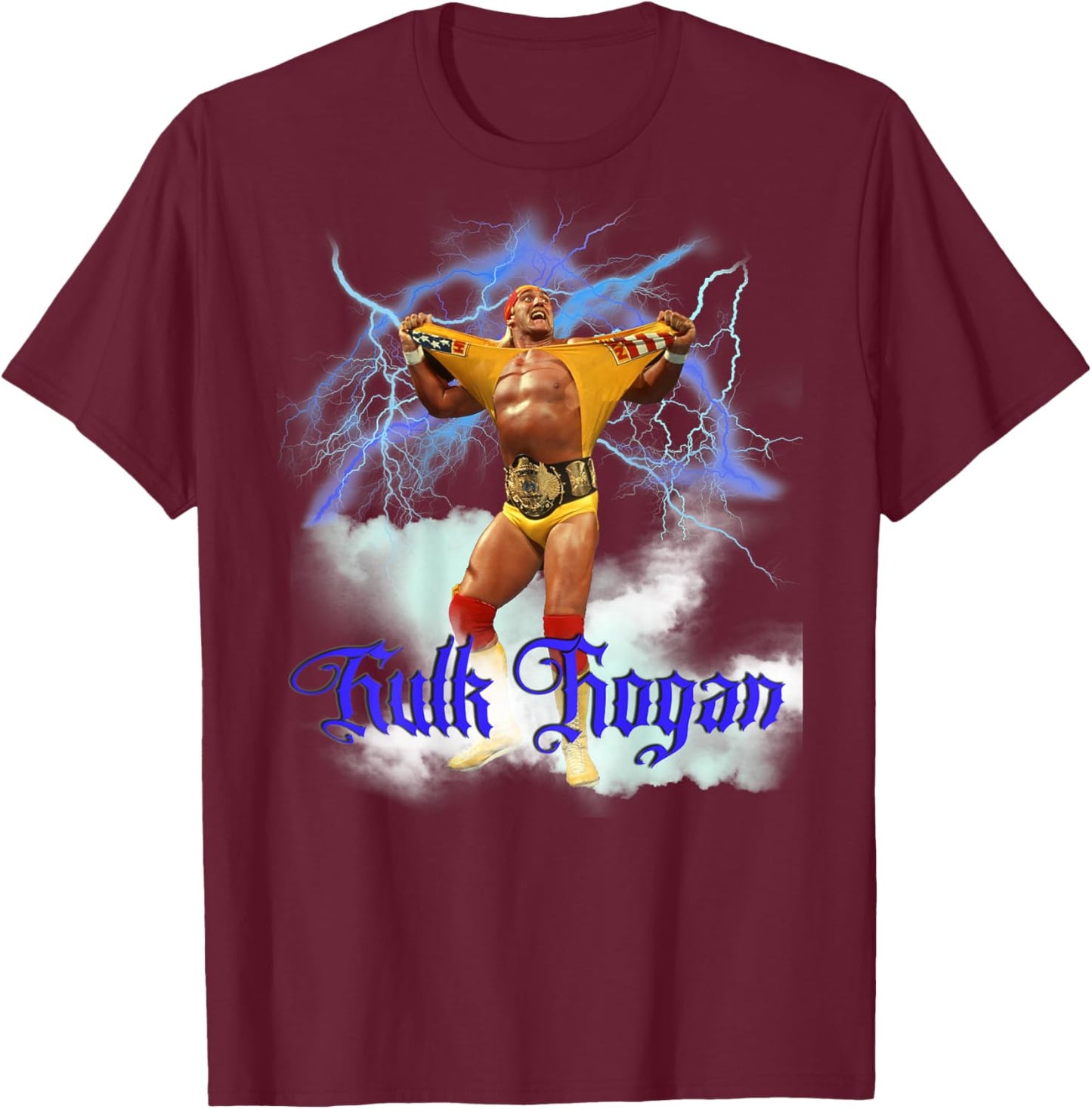 Hulk Hogan_008_Back Printed T-Shirt - T-Shirt | Maroon