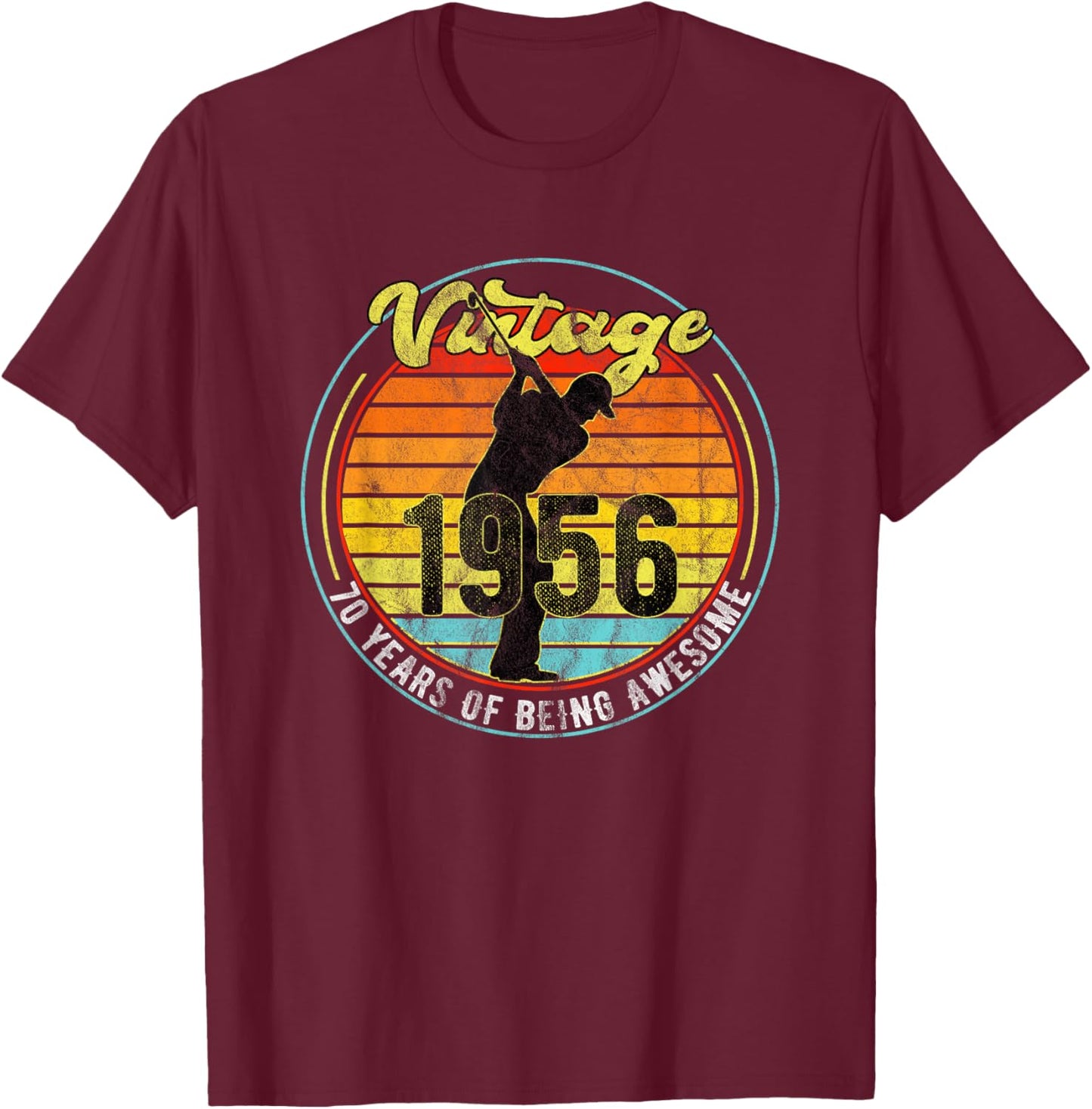 70 Year Old Vintage Golf Golfer 1956 70th Birthday T-Shirt - T-Shirt | Maroon