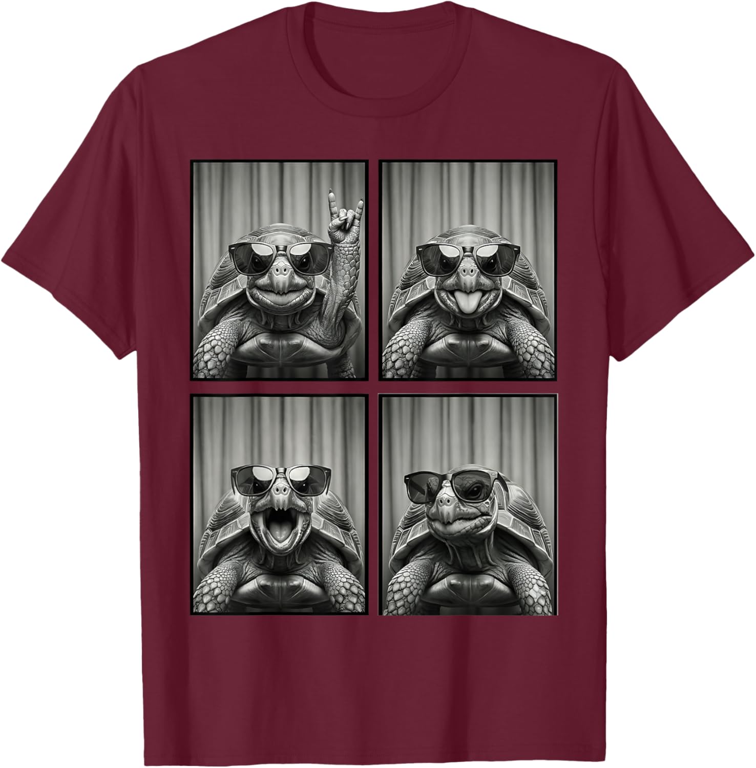 Turtle in Sunglasses Rokin Photobooth Funny Sea Turtle Owner T-Shirt - T-Shirt | Maroon