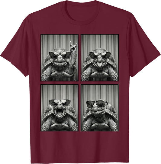 Turtle in Sunglasses Rokin Photobooth Funny Sea Turtle Owner T-Shirt - T-Shirt | Maroon