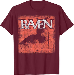 Raven Beautiful Night Bird silhouettte Black Crow Distressed T-Shirt - T-Shirt | Maroon