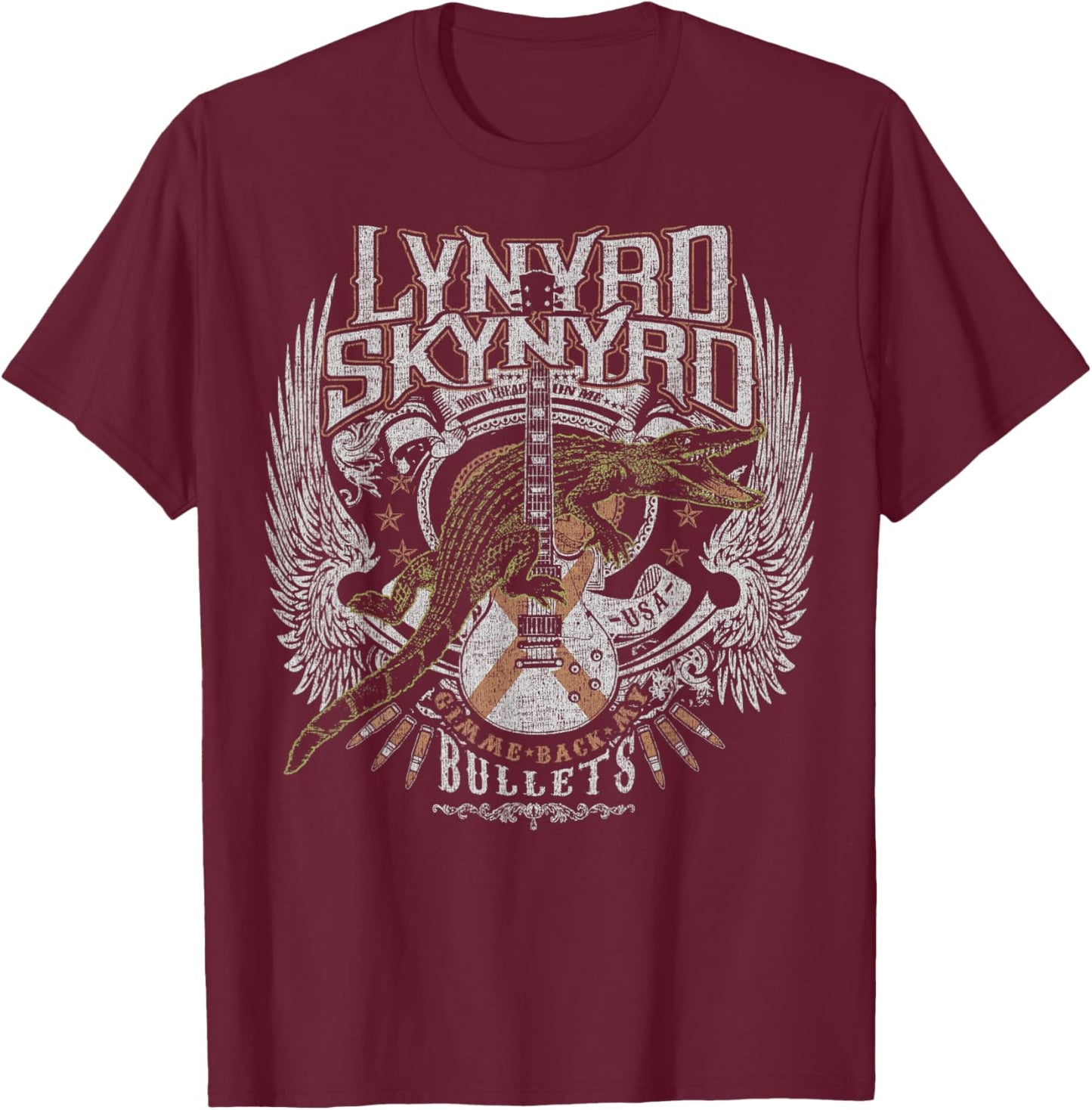 Lynyrd Skynyrd Croc Rock Bullet Tread On Me Southern Country T-Shirt - T-Shirt | Maroon