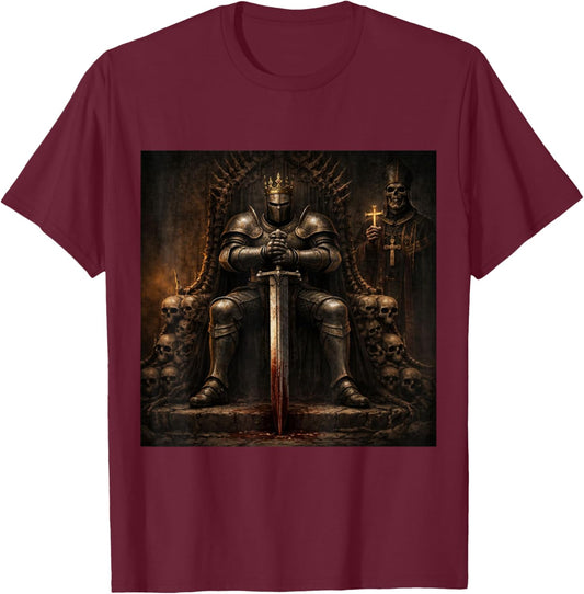 Dark King Knight Throne Medieval Fantasy Art T-Shirt - T-Shirt | Maroon