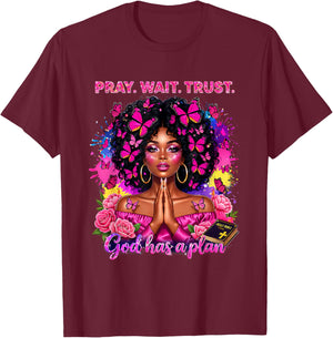 Christian Afro Faith God African American Black Women T-Shirt - T-Shirt | Maroon