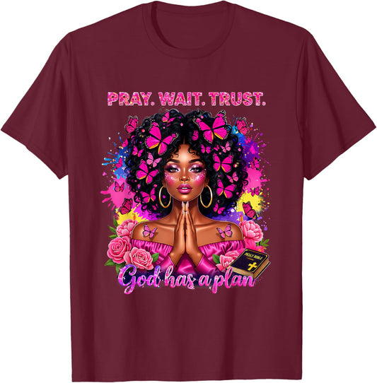 Christian Afro Faith God African American Black Women T-Shirt - T-Shirt | Maroon