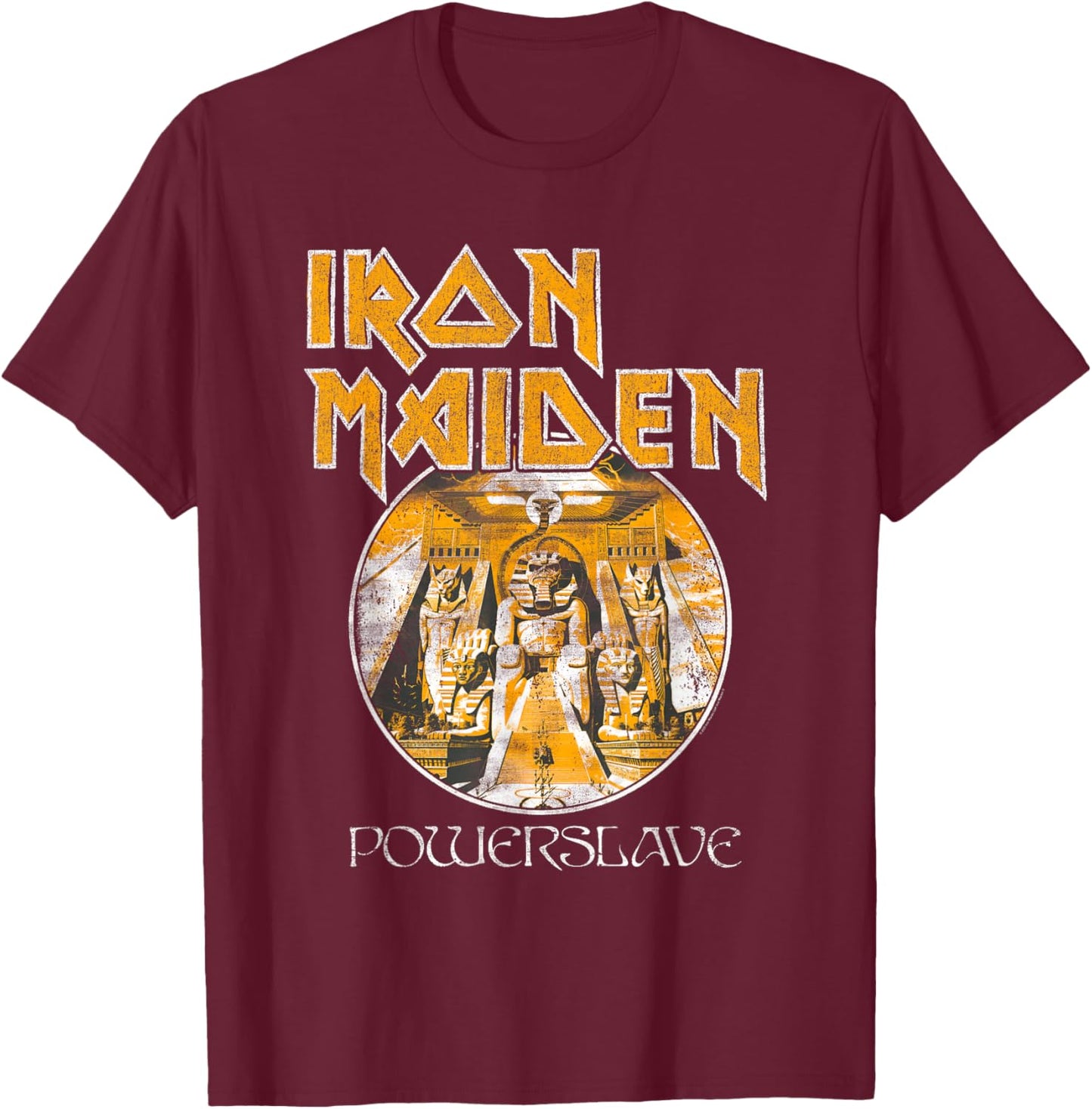 Iron Maiden - Powerslave Circle Brown/Navy T-Shirt - T-Shirt | Maroon