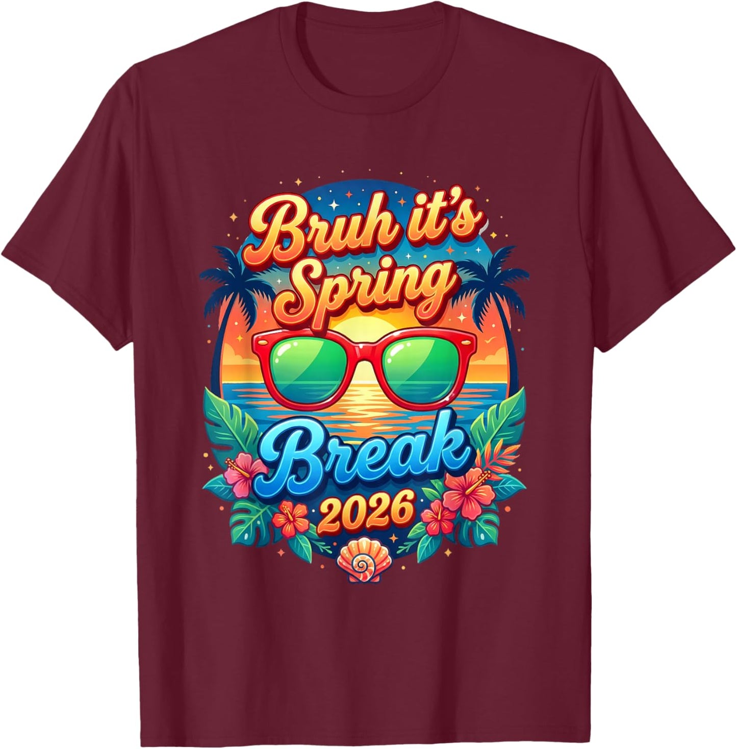 Spring Break Cruise 2026 Family Squad Bruh Vacation Retro T-Shirt - T-Shirt | Maroon
