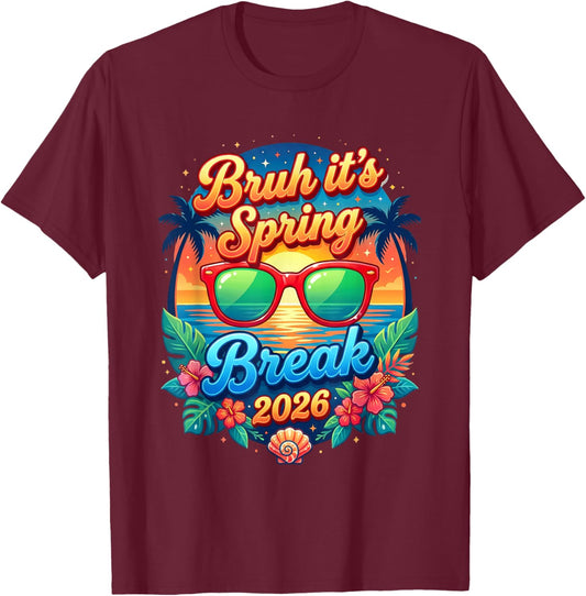 Spring Break Cruise 2026 Family Squad Bruh Vacation Retro T-Shirt - T-Shirt | Maroon