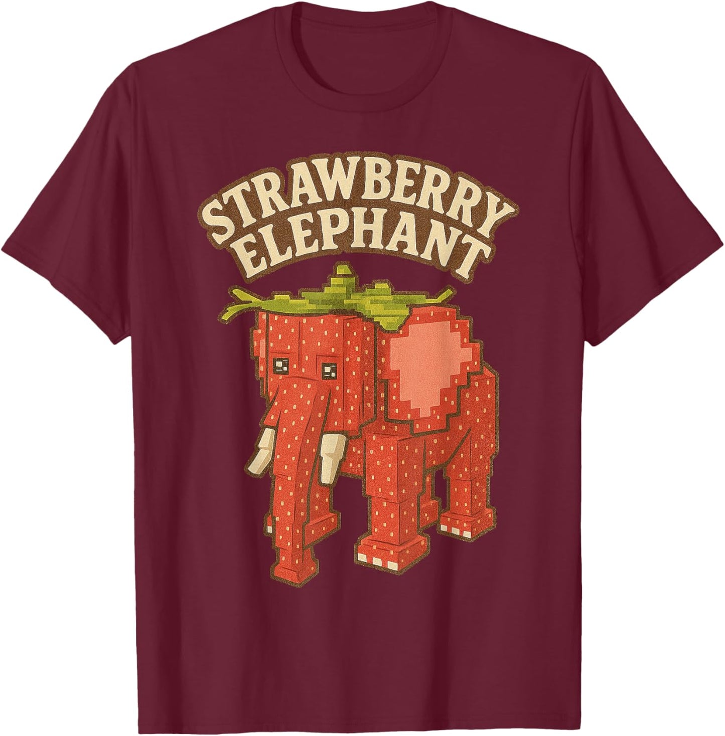 Strawberry Elephant Funny Italian Brainrot Kids Gaming Meme T-Shirt - T-Shirt | Maroon