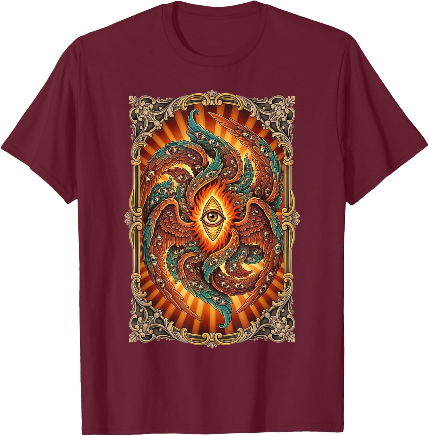 Biblically Accurate Angel Seraphim Ornate Gothic T-Shirt - T-Shirt | Maroon