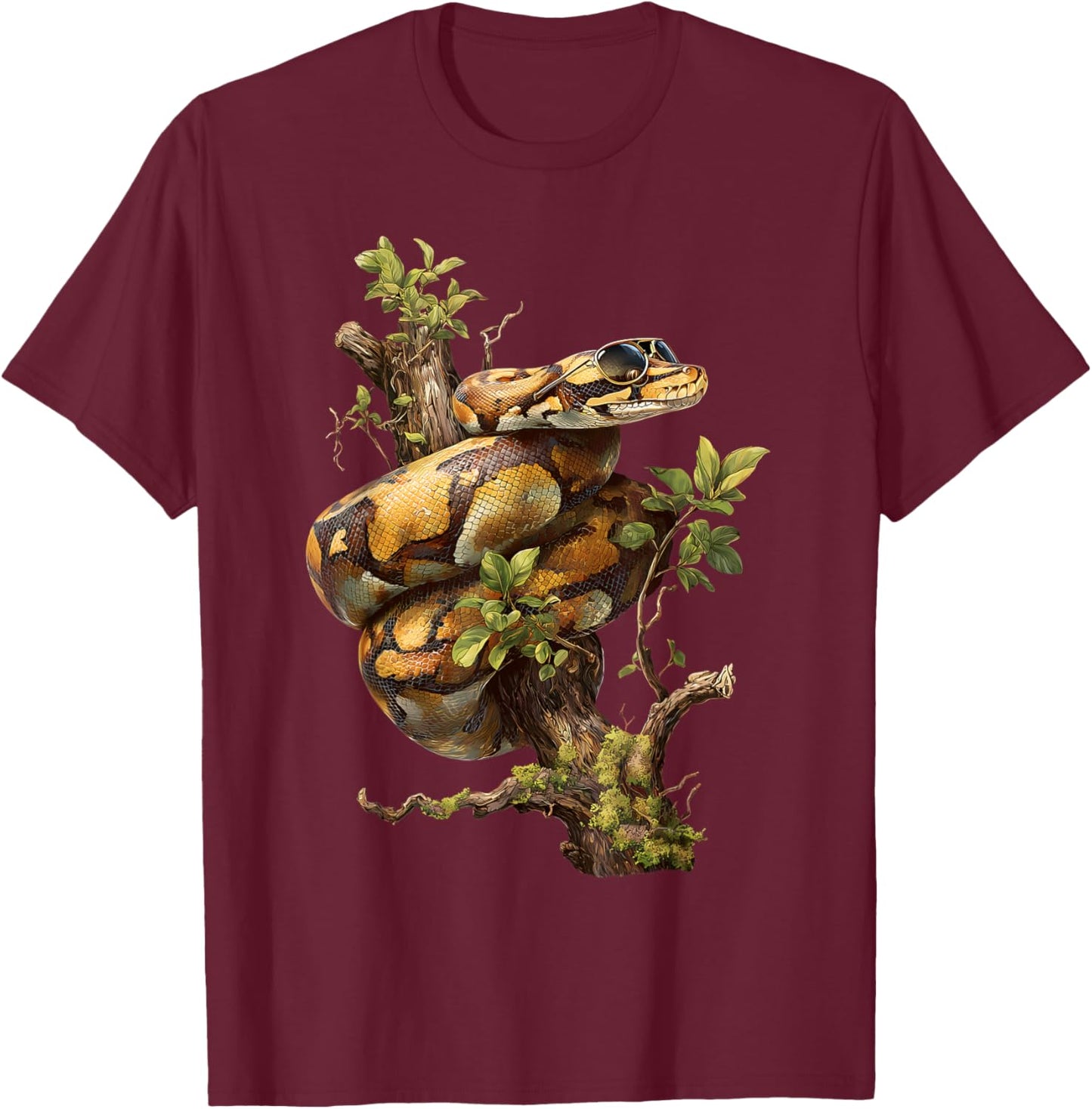 Ball Python Sunglasses Reptile Keeper Snake Owner Enthusiast T-Shirt - T-Shirt | Maroon