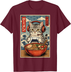 Cat Gaming T-Shirt - T-Shirt | Maroon