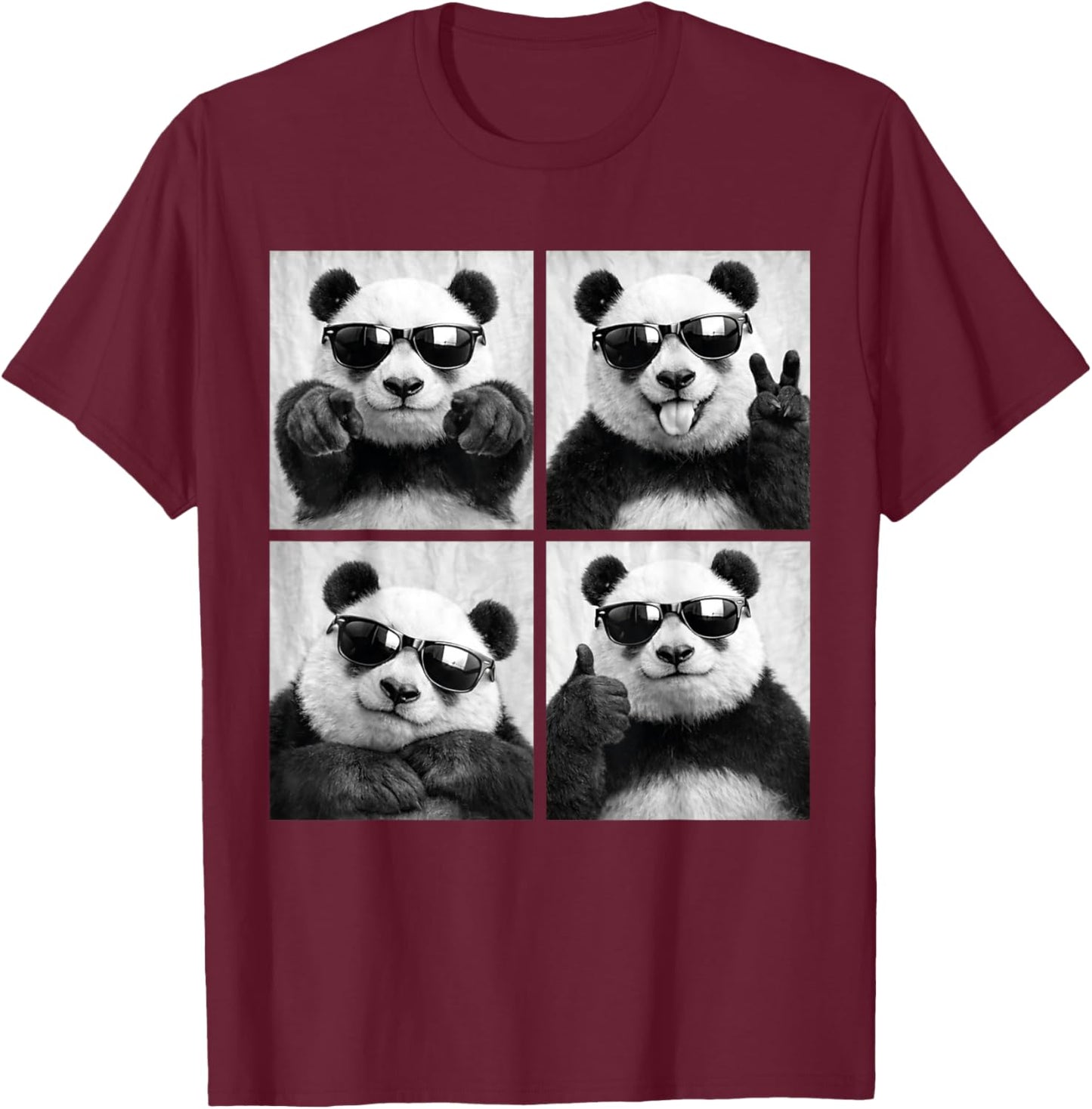 Cool Panda with Sunglasses PhotoBooth Funny Giant Panda Bear T-Shirt - T-Shirt | Maroon
