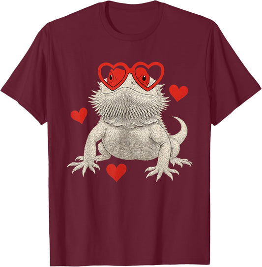 Bearded Dragon Valentines Day Beardie Mom Animal Lover T-Shirt - T-Shirt | Maroon