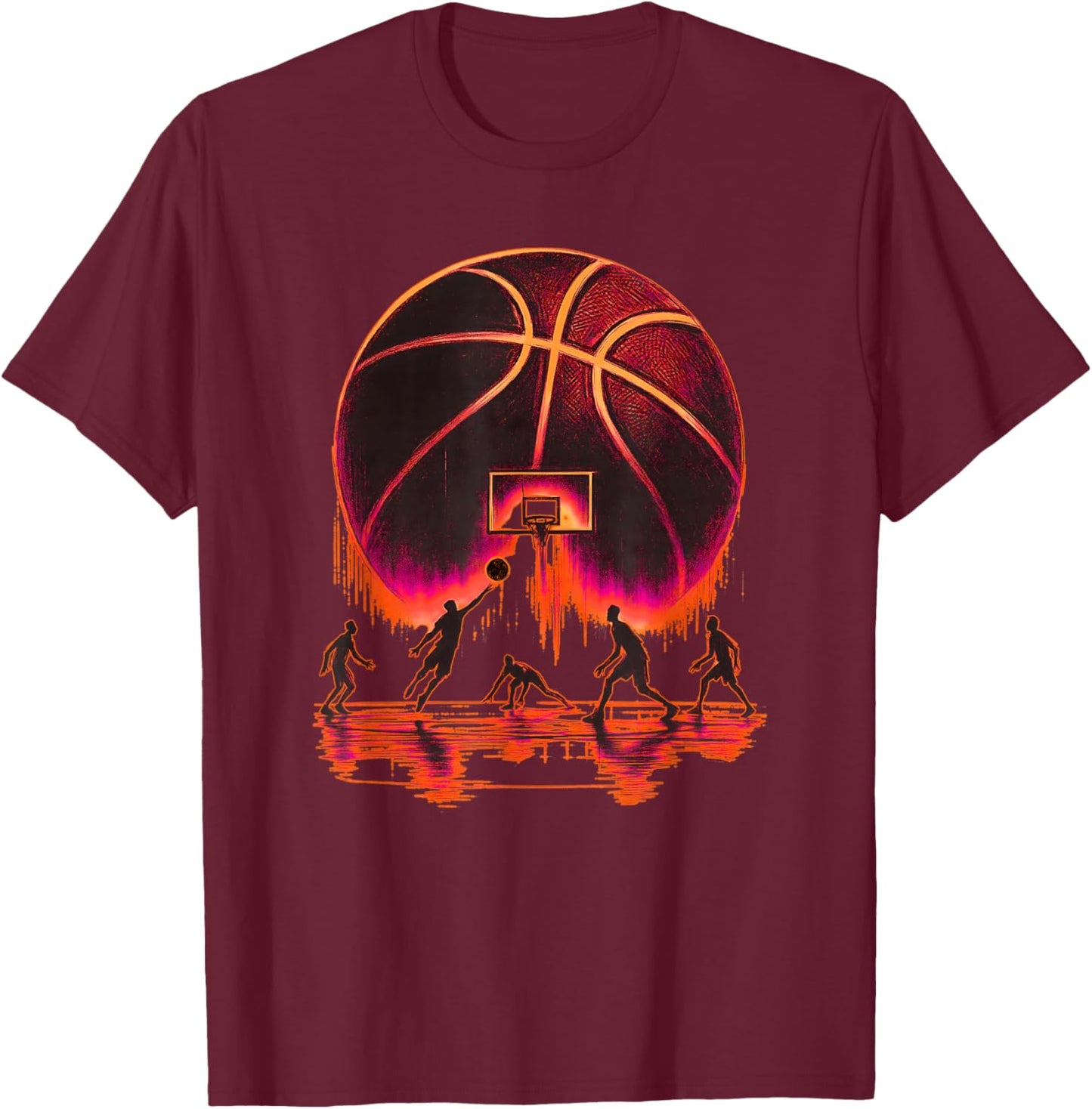Basketball Street Art Basketball Players Fans Hoop Lovers T-Shirt - T-Shirt | Maroon