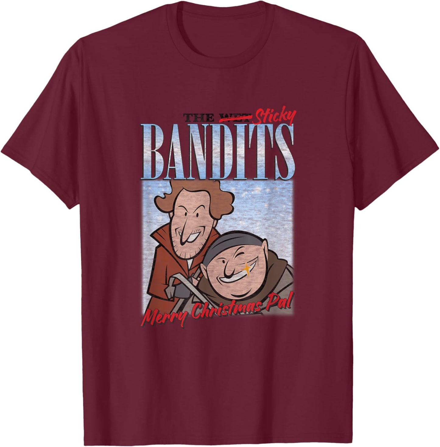 Home Alone Sticky Bandits Christmas Cartoon T-Shirt - T-Shirt | Maroon