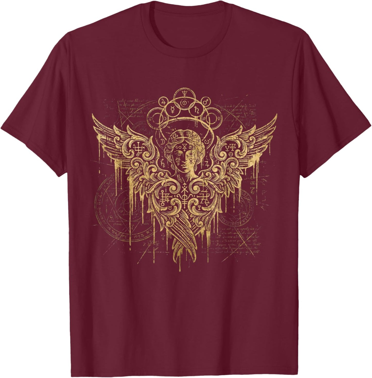 The Gothic Seraph Occult Angel Abstract Goth Art T-Shirt - T-Shirt | Maroon