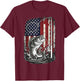 Fishing Camo Bass Fish Camouflage American Flag Fisherman T-Shirt - T-Shirt | Maroon
