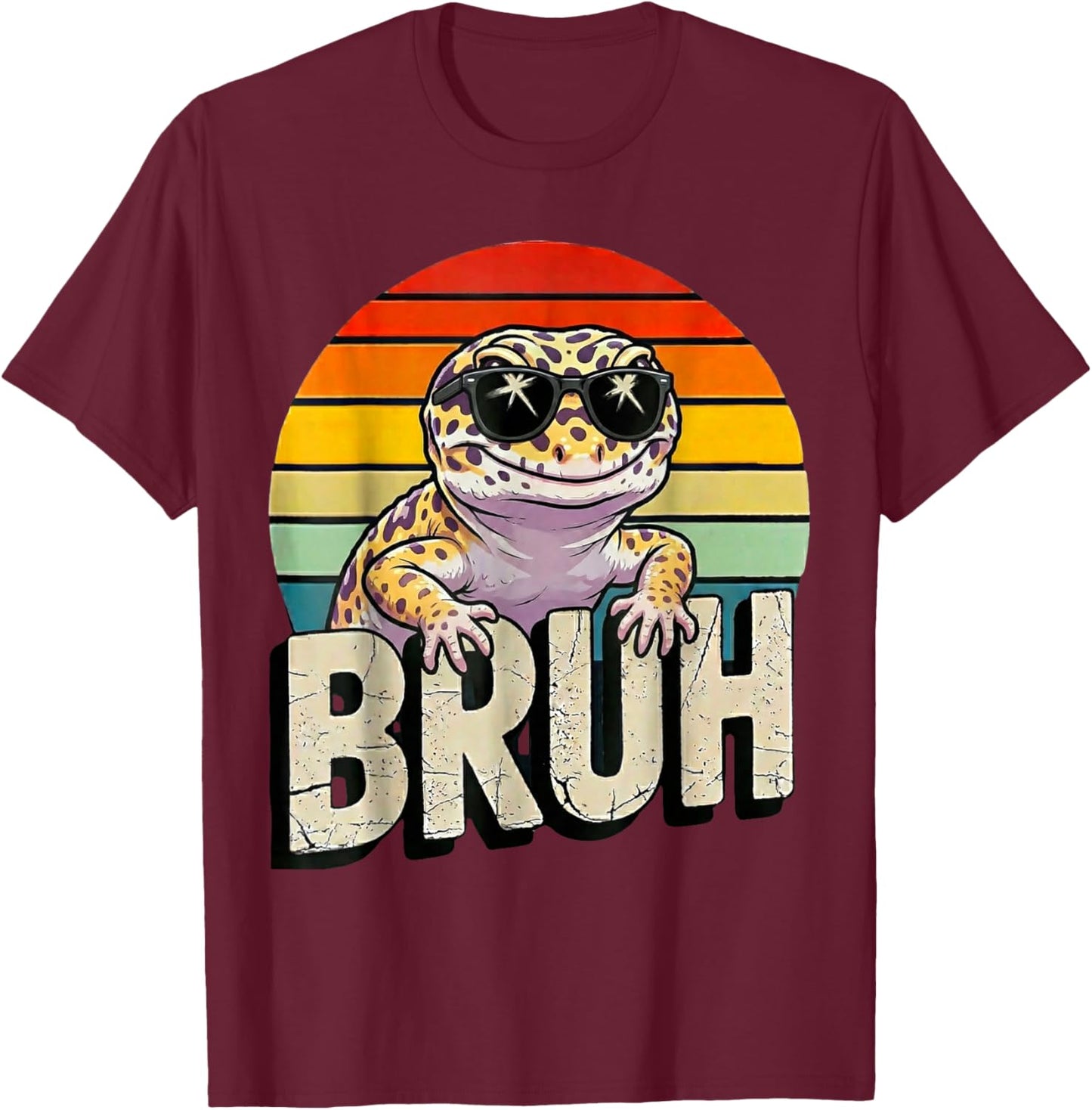Cute Reptile Kids Boys Girls Bruh Leopard Gecko Lover Meme T-Shirt - T-Shirt | Maroon