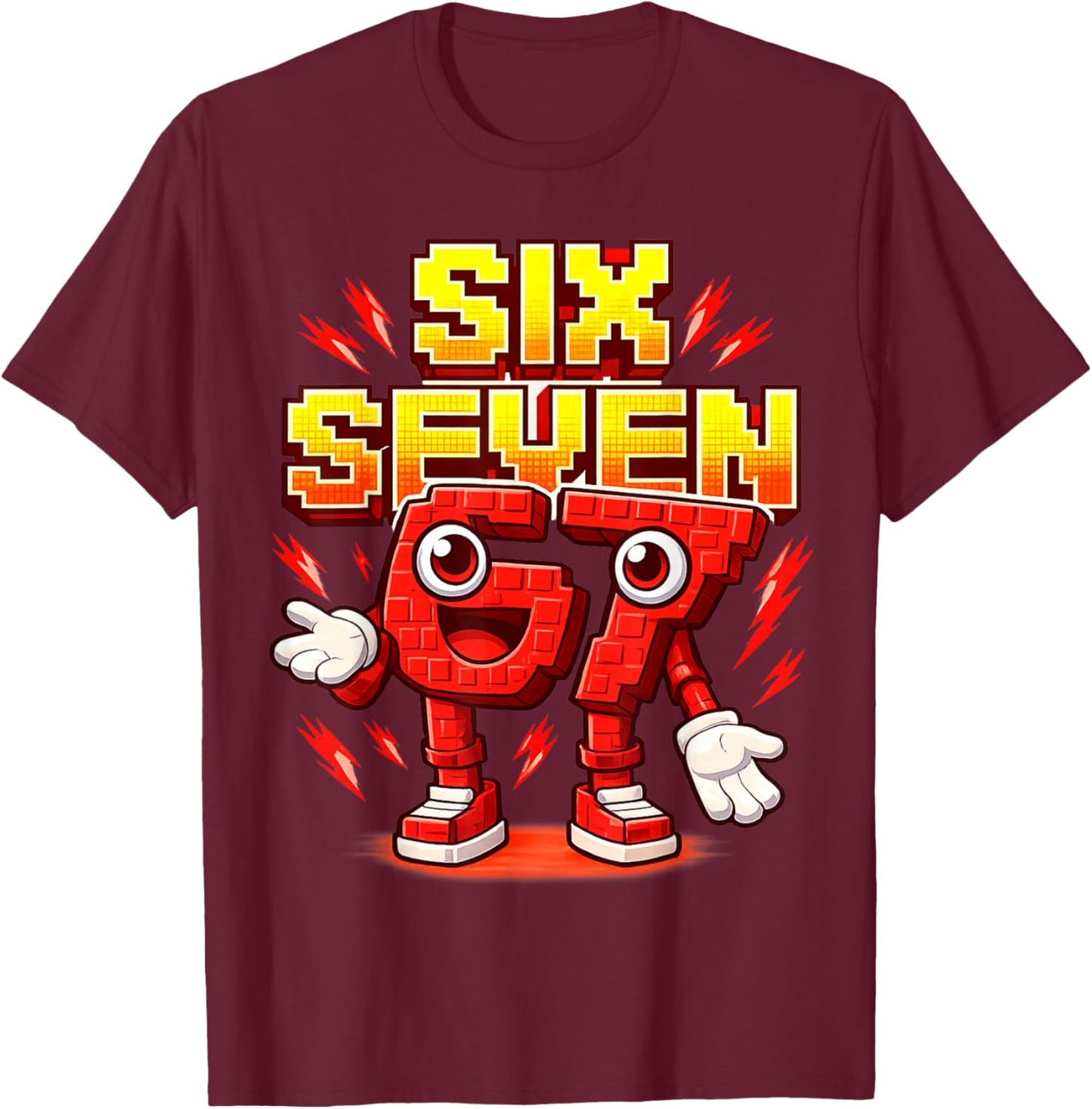 I was 6 Now I'm Six 7 Seven Years Brainrot Birthday T-Shirt - T-Shirt | Maroon