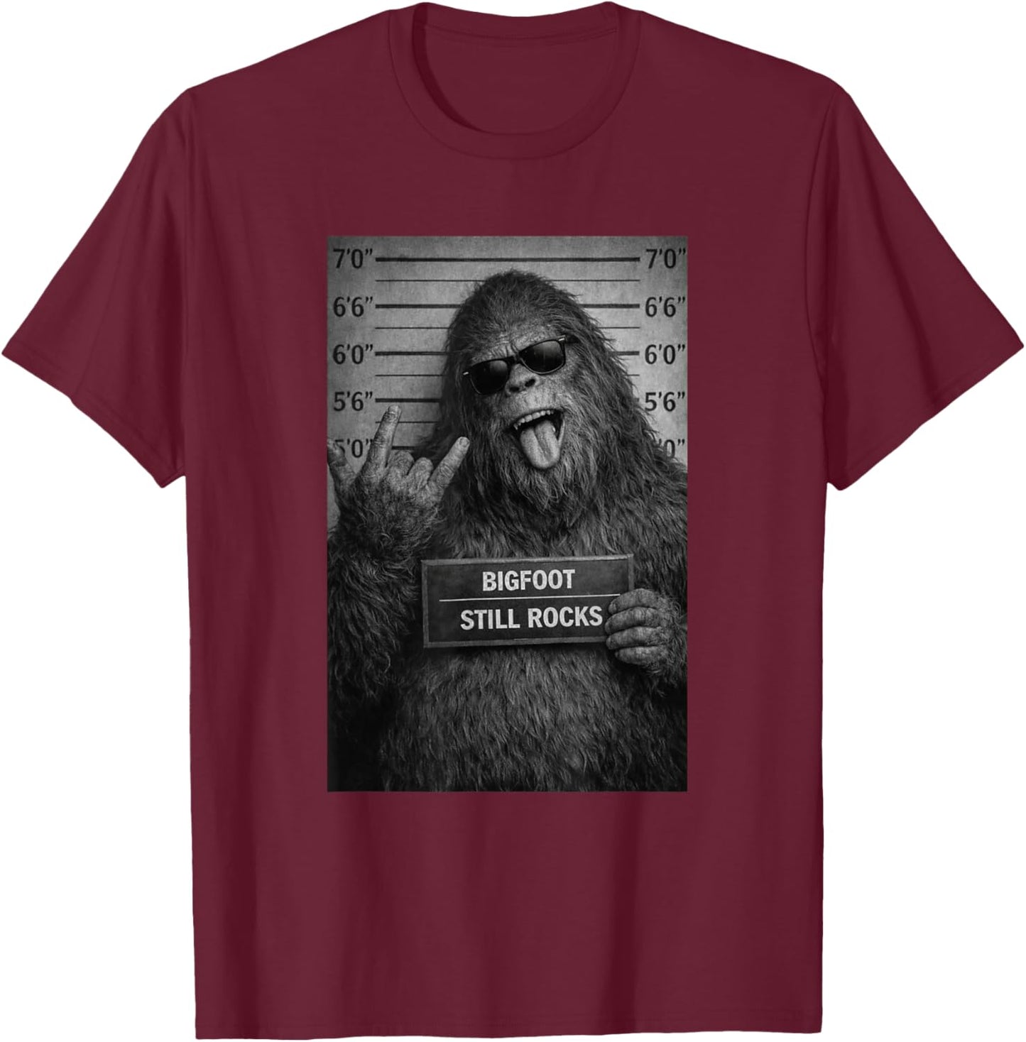 Bigfoot Rock Humor Cryptid Design T-Shirt - T-Shirt | Maroon