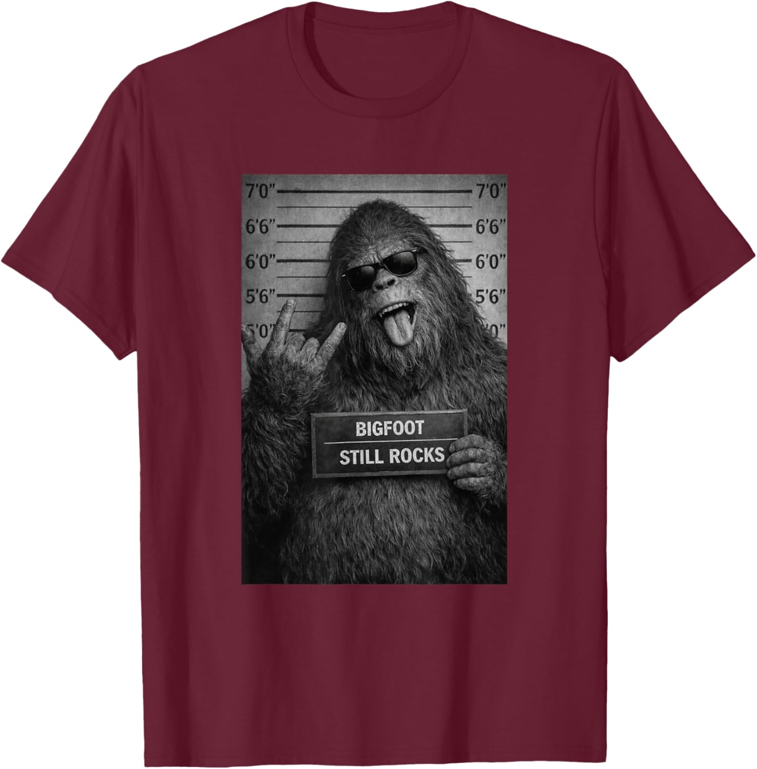 Bigfoot Rock Humor Cryptid Design T-Shirt - T-Shirt | Maroon