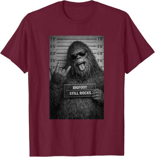 Bigfoot Rock Humor Cryptid Design T-Shirt - T-Shirt | Maroon