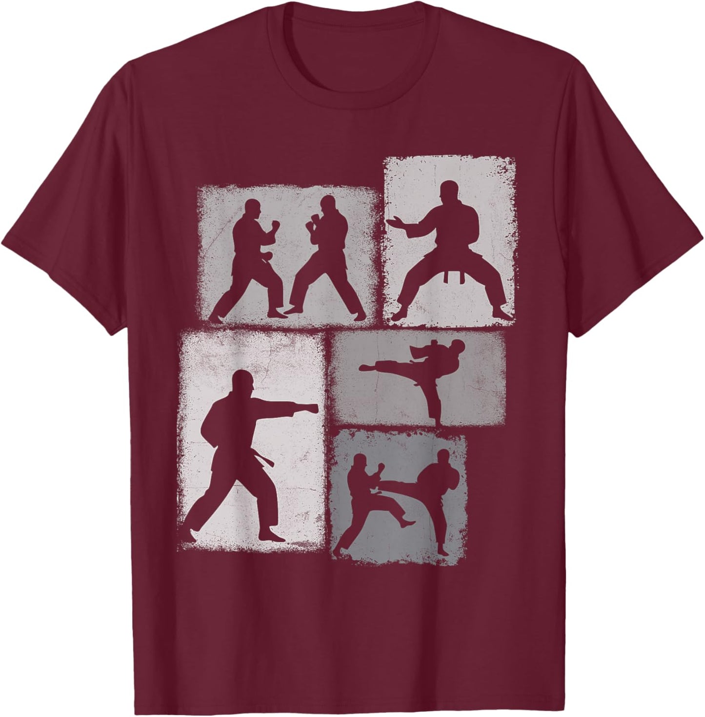 Karate Practitioner Collage Men Kids Sensei Youth Boys T-Shirt - T-Shirt | Maroon