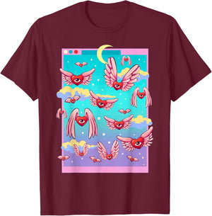 Weirdcore Trippy One Eyed Hearts Valentine's Day Dreamcore T-Shirt - T-Shirt | Maroon