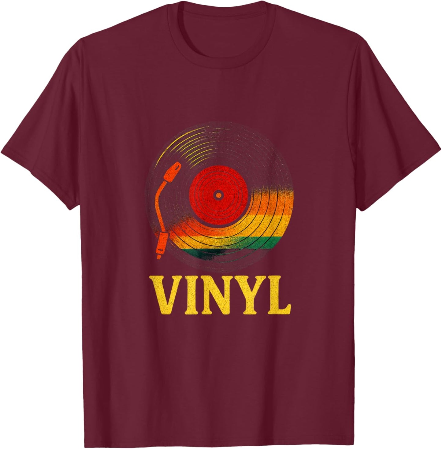 Vinyl - Retro LP Record Music Lover DJ T-Shirt - T-Shirt | Maroon