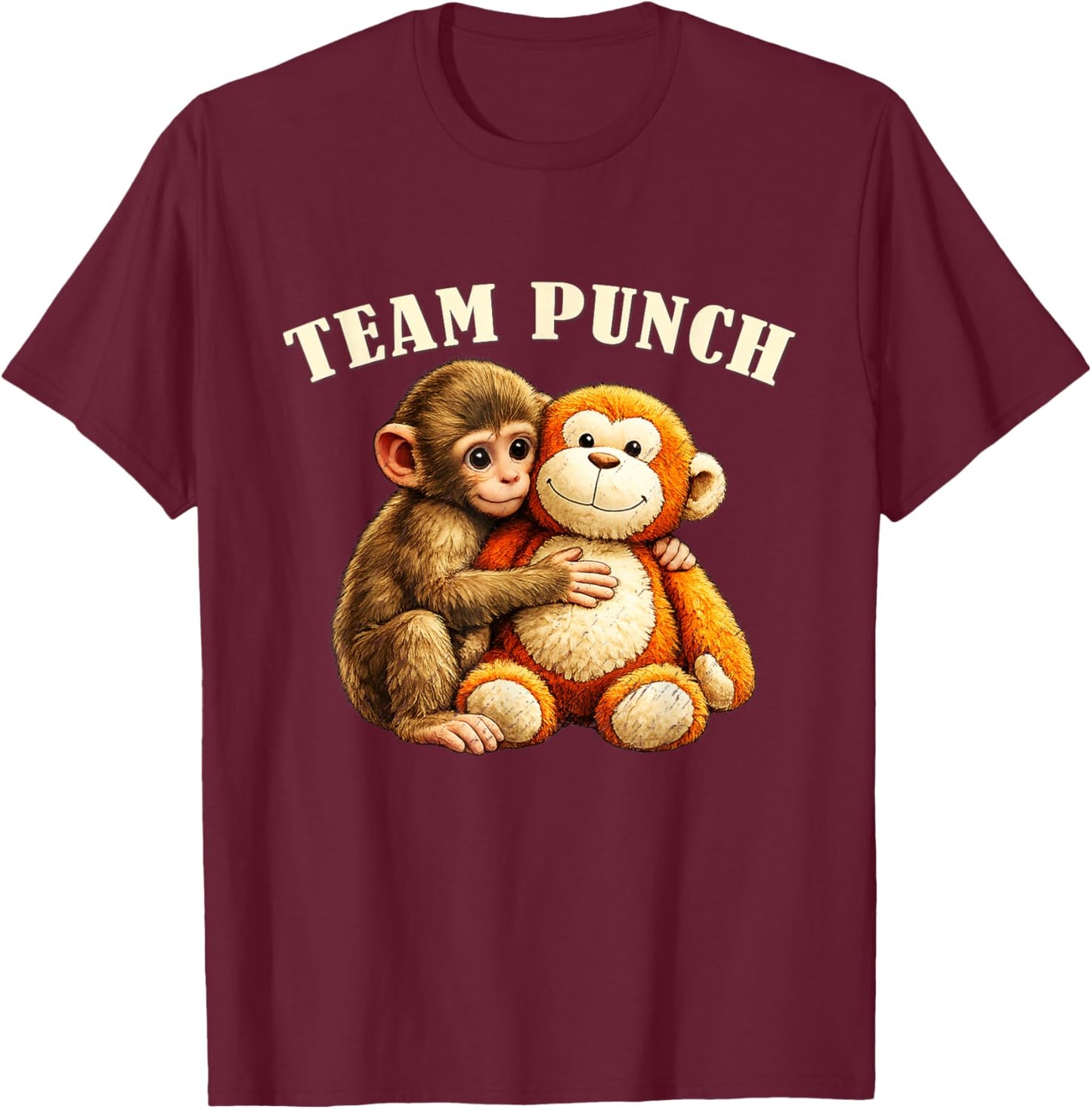 Baby Monkey Punch Team Punch T-Shirt - T-Shirt | Maroon