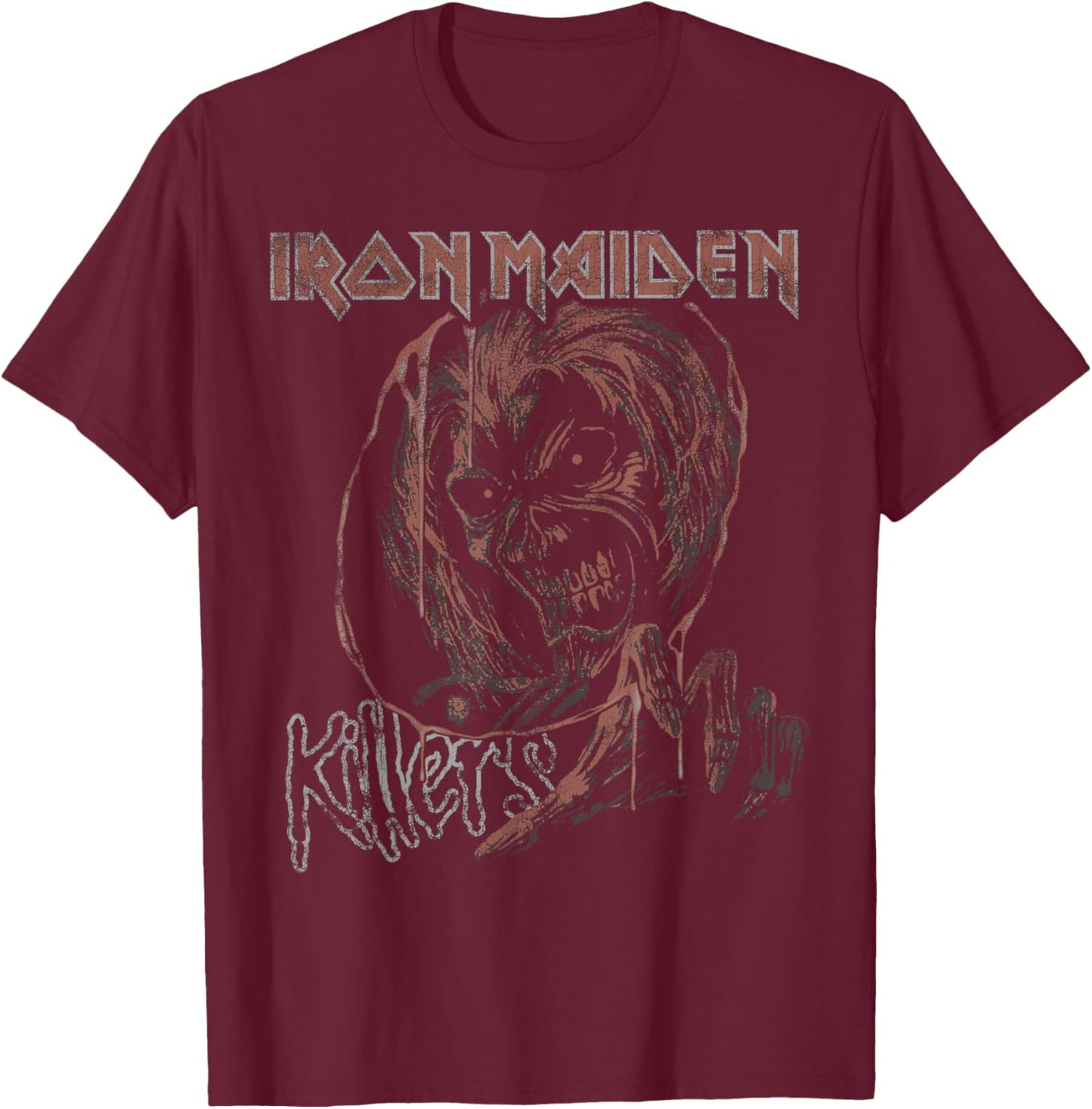 Iron Maiden - Distressed Killers Oval T-Shirt - T-Shirt | Maroon