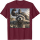 Funny Raccoon Selfie with Bigfoot Funny Sasquatch Meme T-Shirt - T-Shirt | Maroon