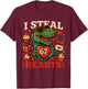 I Steal Hearts 67 Funny Valentine T-rex Dinosaur Meme T-Shirt - T-Shirt | Maroon