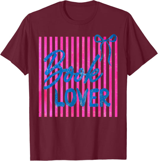 Coquette Book Lover T-Shirt - T-Shirt | Maroon