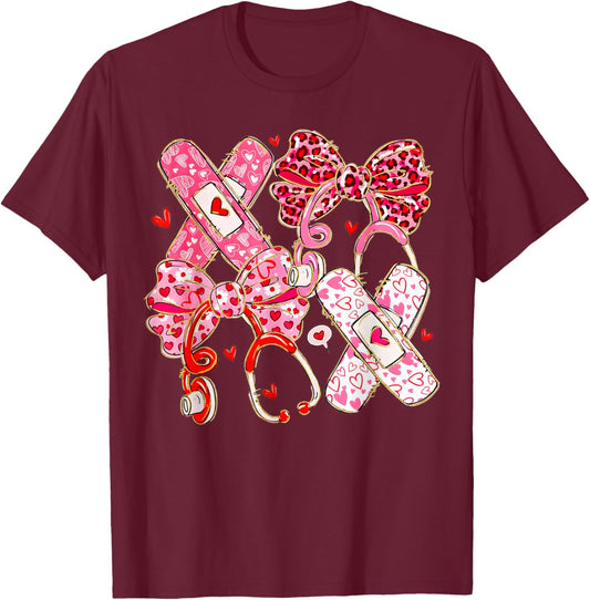 Valentine Nurse Coquette T-Shirt - T-Shirt | Maroon
