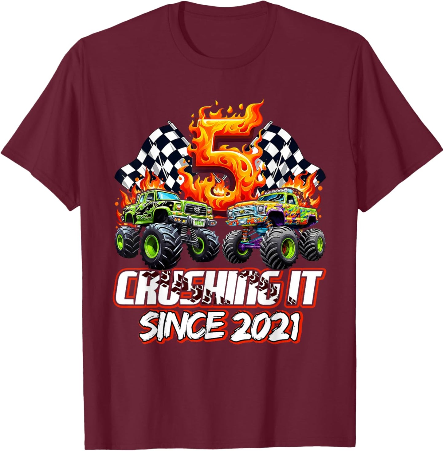 Boys 5th Party Born 2021 T-Shirt - T-Shirt | Maroon
