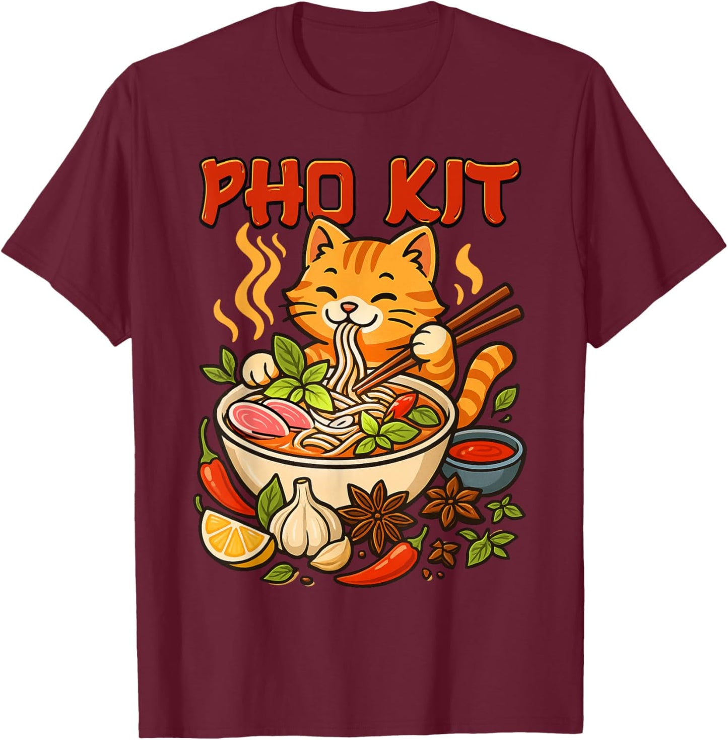 Pho Kit Mariners Cat Funny Meme Official T-Shirt - T-Shirt | Maroon