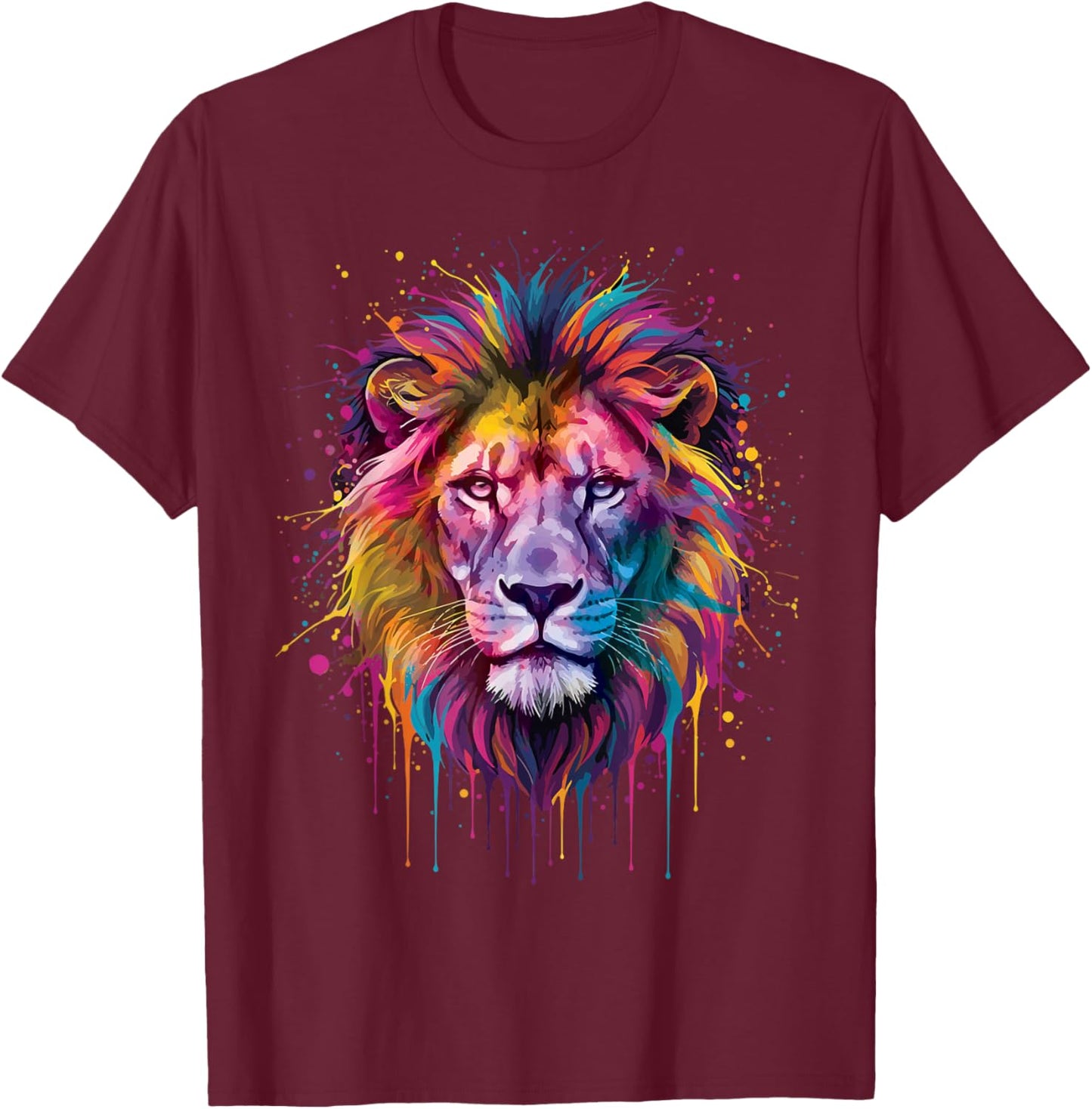 Happy Holi Lion Head Holi Festival of Colors Indian T-Shirt - T-Shirt | Maroon