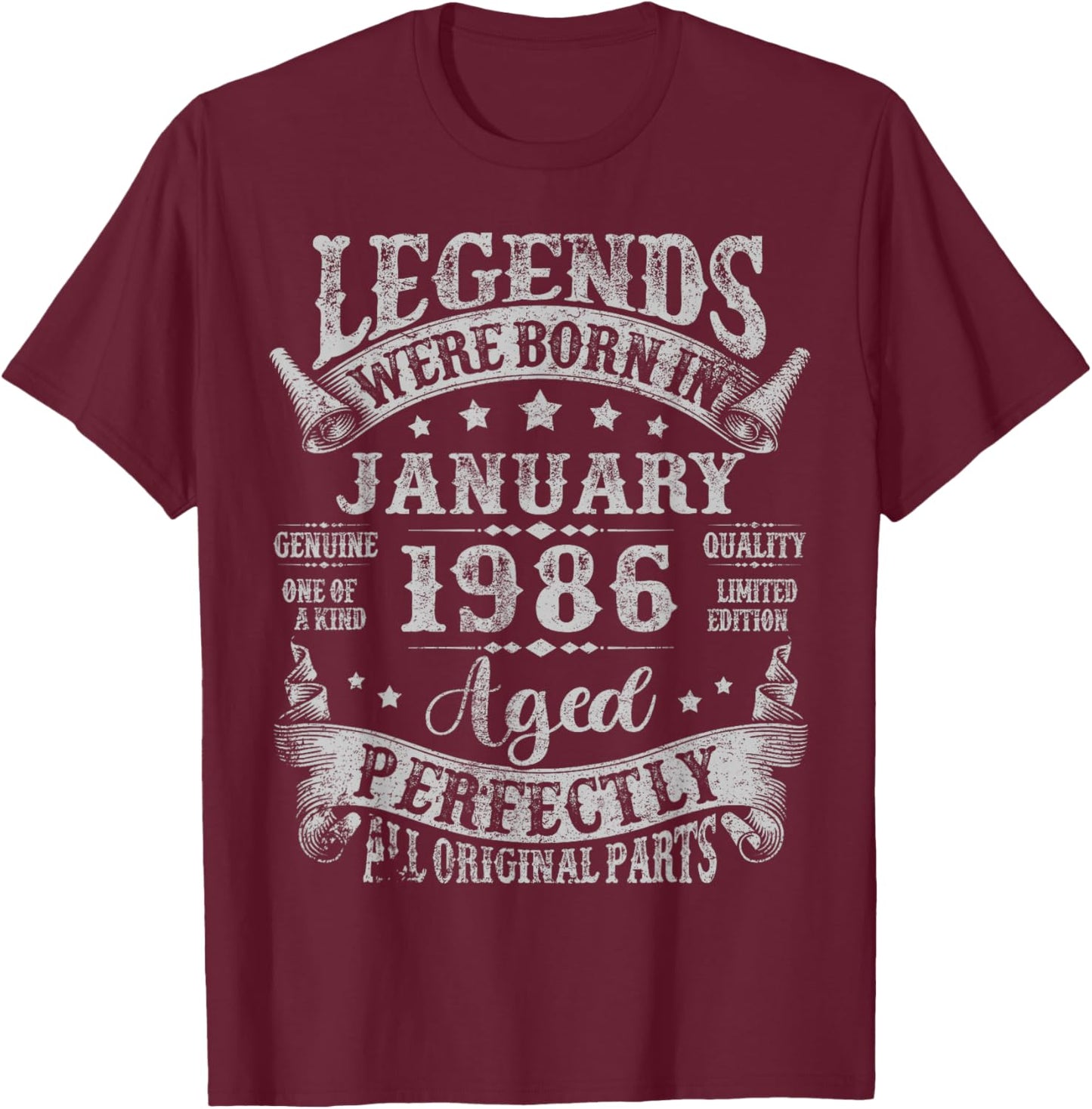 Legend Since January 1986 40 Years Old 40th Birthday Men Dad T-Shirt - T-Shirt | Maroon