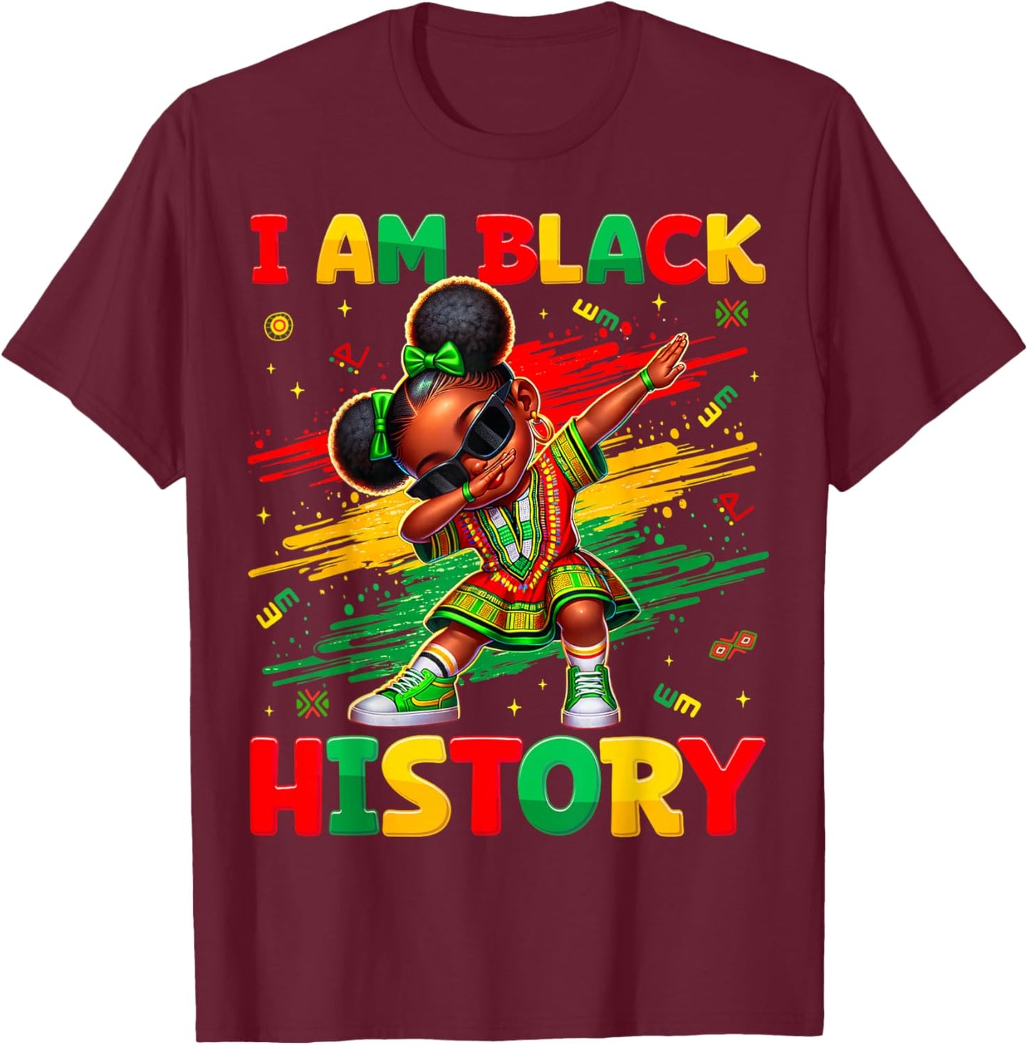 I Am Black History Month Dabbing Girl African Kid Toddler T-Shirt - T-Shirt | Maroon