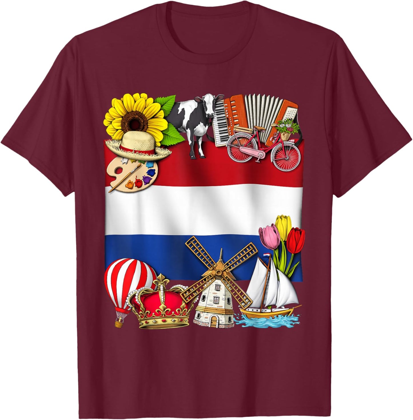 Netherlands Flag Dutch Heritage Holland Proud Dutch T-Shirt - T-Shirt | Maroon