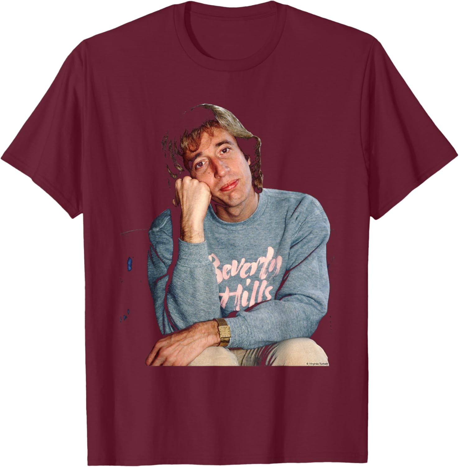 The Bee Gees Robin Gibb by Virginia Turbett T-Shirt - T-Shirt | Maroon