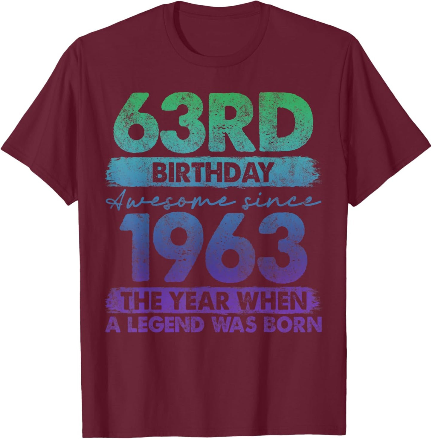 63 Year Old Gifts Vintage 1963 Limited Edition 63rd Birthday T-Shirt - T-Shirt | Maroon