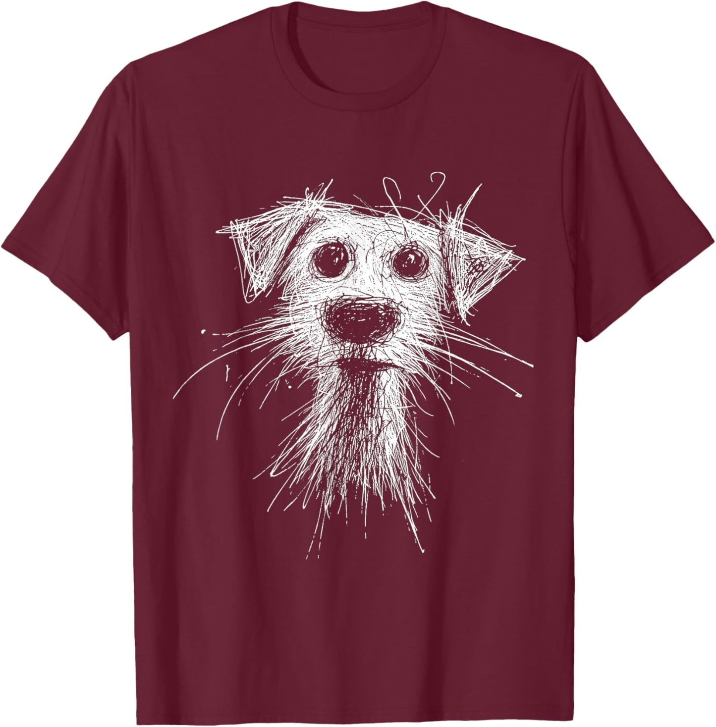 Abstract Scribble Puppy Drawing for Dog Lovers T-Shirt - T-Shirt | Maroon