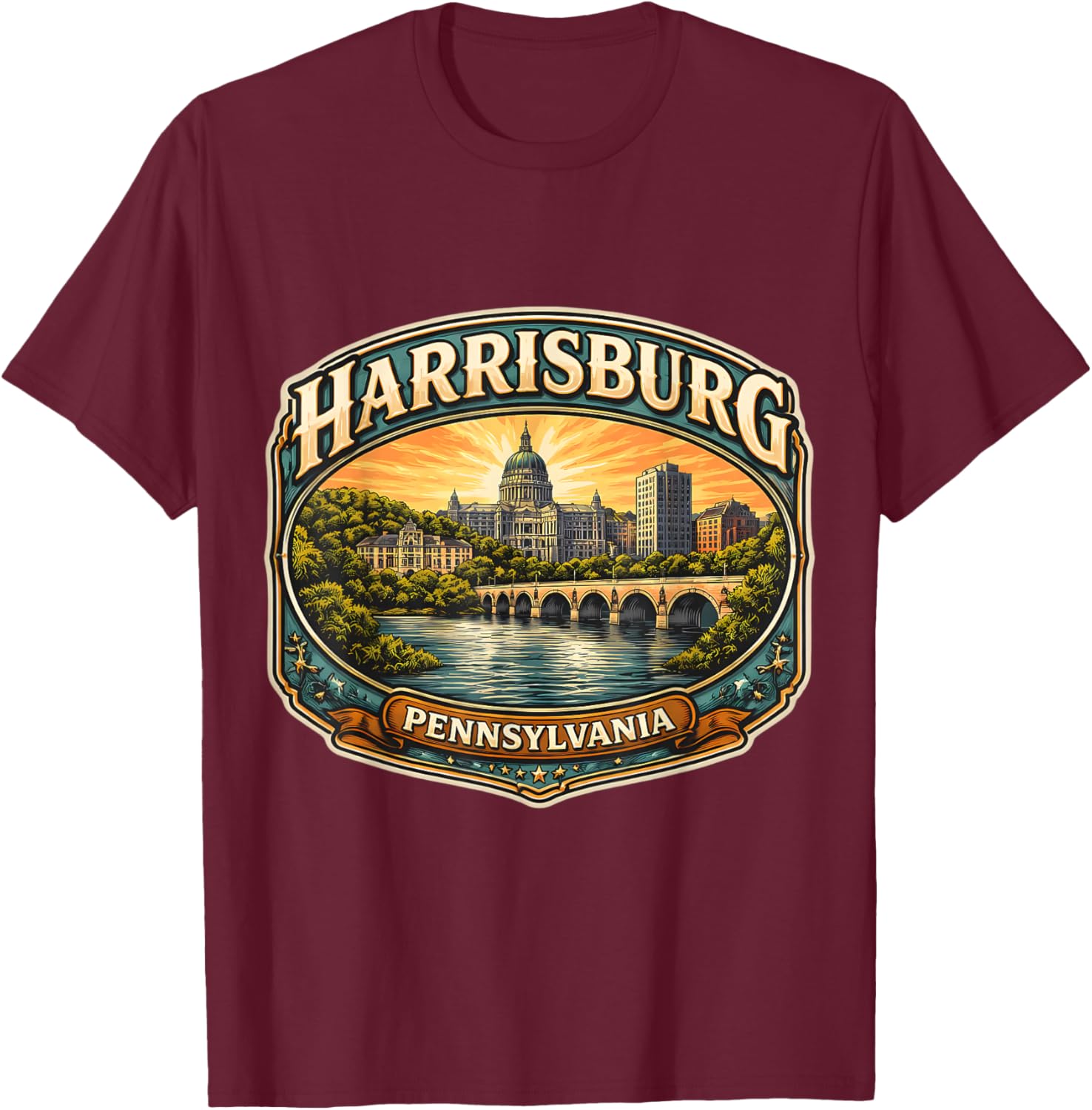 Harrisburg Pennsylvania Souvenir City State Capital Vintage T-Shirt - T-Shirt | Maroon
