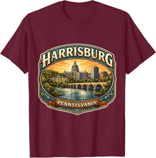 Harrisburg Pennsylvania Souvenir City State Capital Vintage T-Shirt - T-Shirt | Maroon